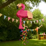 Flamingo-Piñata-Set mit Stock und Maske
