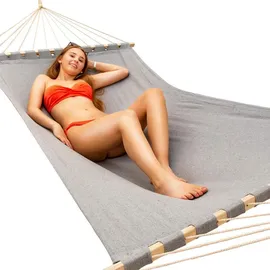 AMANKA Doppel Hängematte mit Gestell 200x120cm Hängeliege Hängemattengestell grau