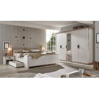 Furn.Design Komplettschlafzimmer Rovola, (in Pinie weiß Landhaus mit Oslo-Pinie, Set 4-teilig), inklusive 5-türigem Kleiderschrank