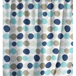 KS Handel 24 Textil Duschvorhang Punkte Blau Beige 180x180 cm, inkl. Duschvorhangringe inkl. Beschwerung
