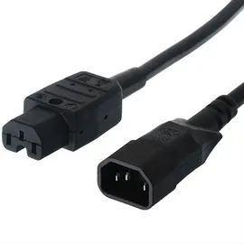 Bachmann Netzkabel Kaltgerätestecker-Stecker auf Warmgeräte-Kupplung, IEC320 C14/C15, schwarz, 1,0 m