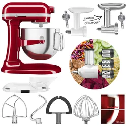 KitchenAid Artisan 6,6L 5KSM70SHX Fleischwolf Gemüse Set Empire Rot