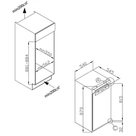 Amica EVKSX 353 905 Einbaukühlschrank (135 l, 871 mm hoch)