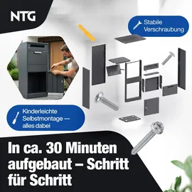 NTG Paketbox Wetterfester Stahl grau inkl. Zeitungsfach