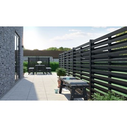 Holz Einzeltor Sichtschutzzaun Osaka 100 x 93 cm – Gartentür aus Kiefer, Schwarz – waagerechtes Rankgitter – Tür für Garten & Terrasse
