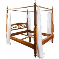 Massivmoebel24 Himmelbett Akazie 140x200x224 honig lackiert oxford 0244
