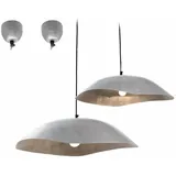 Loberon Hängelampe 2er Set Gariés, Hängeleuchten in zwei Größen, gebürstetes Finish, Industrial-Style mit Loft-Flair, Aluminium, silber