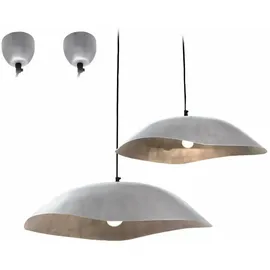Loberon Hängelampe 2er Set Gariés, Hängeleuchten in zwei Größen, gebürstetes Finish, Industrial-Style mit Loft-Flair, Aluminium, silber