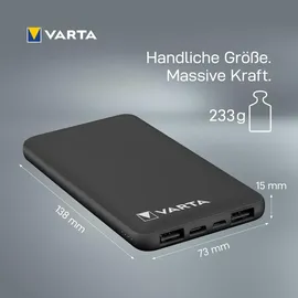 Varta Power Bank 10000 mAh, Power on Demand, 1x USB A und 2x USB C