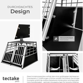 Tectake Hundetransportbox doppel 90,00 cm x 69,50 cm Schwarz