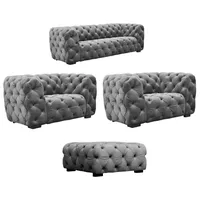 Fun Möbel Sofaset Designersofa NATALIE 3-1-1 in Stoff Riviera Steel - Grau