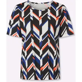 Classic Basics Sieh an! Kurzarm-Shirt in ecru-royalblau-bedruckt | Gr.: 40