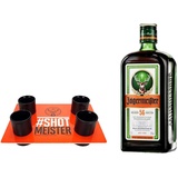 Jägermeister Kräuterlikör 0,7l (35% Vol) + 4x Shotgläser in schwarz 2/4cl geeic