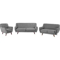 Sofa Set Samtstoff grau 6-Sitzer BODO