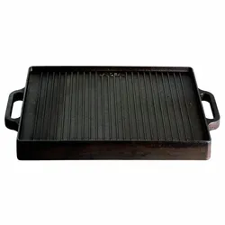 All'Grill Robuste Gusseisen Grillplatte, quadratisch, schwarz, 32 x 32 cm, beidseitig verwendbar, ideal zum Grillen und für viele Gerichte, einfache Reinigung