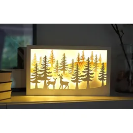 Spetebo LED Deko Leuchte Winterlandschaft - Holz Weihnachtsdeko beleuchtet