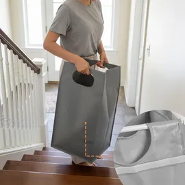 Relaxdays Wäschesammler 3 Fächer mit Ablage, Weiß,Grau
