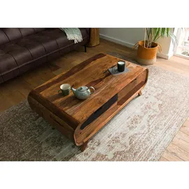 MASSIVMOEBEL24.DE Couchtisch Mailand Dunkelbraun Sheesham 120 x 70 x 40 cm