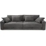 luma-home schönes für dein zuhause Big-Sofa als bequeme Lounge-Garnitur mit 2 Bettkästen, viel Stauraum, B284/T113/H84 cm, gesteppte Sitzfläche, Couch mit Rückenkissen und Zierkissen, moderner weicher Cord-Bezug in Dunkelgrau