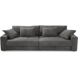 luma-home schönes für dein zuhause Big-Sofa als bequeme Lounge-Garnitur mit 2 Bettkästen, viel Stauraum, B284/T113/H84 cm, gesteppte Sitzfläche, Couch mit Rückenkissen und Zierkissen, moderner weicher Cord-Bezug in Dunkelgrau