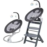 BabyGO Hochstuhl »Family Homey Set, grau/dunkelgrau«, mit elektrischer Babywippe