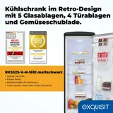 Exquisit Retro-Kühlschrank, ohne Gefrierfach, 229 Liter, groß, 5 Ablagen, Gemüsefach, Temperaturregelung, RKS325-V-H-161E mattschwarz
