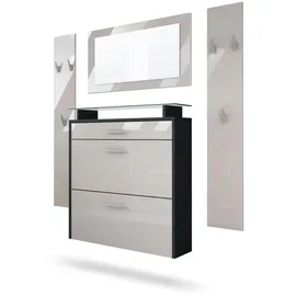 Vladon Malea Garderobe 180x180x23 cm Sandgrau Hochglanz