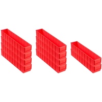 SparSet 10x Rote Industriebox 500 S | HxBxT 8,1x9,1x50cm | 2,8 Liter | Sichtlagerkasten, Sortimentskasten, Sortimentsbox, Kleinteilebox