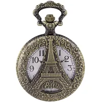 Tiong Herren Taschenuhr Vintage Steampunk Quarz Analog Taschenuhr und Kette - Geschenk für Hochzeit Gastgeschenke Geburtstag Vatertag Geschenk, eifelturm-design