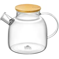 Wilmax - Glas Teekanne mit Bambus-Deckel - 1200ml - Teezubereiter für losen Tee - Glaskanne - Kanne aus hitzebeständigem Glas - Teapot - Glaskanne für Heiß- und Kaltgetränke