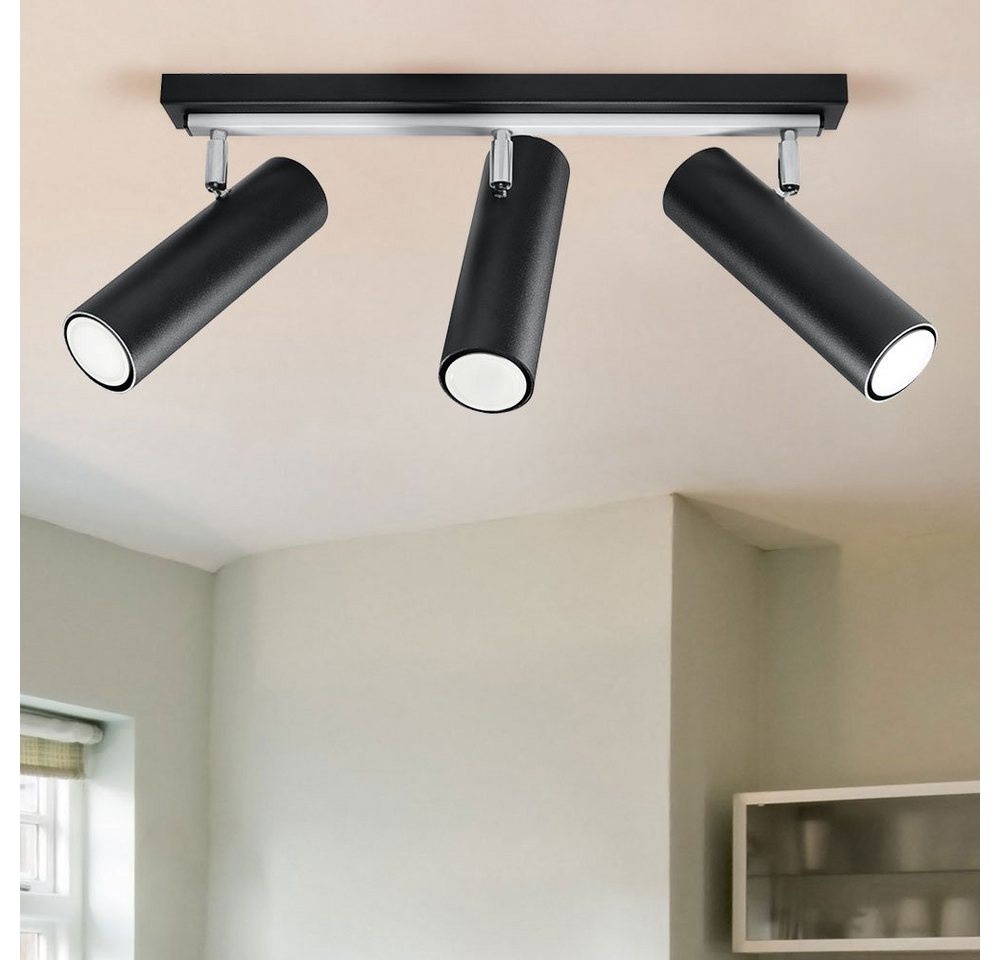 etc-shop LED Deckenspot, Leuchtmittel nicht inklusive, Deckenlampe 3-flammig Deckenstrahler Wohnzimmer Beleuchtung Spot schwarz