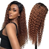 AiPliantfis Lace Front Wig 1B30 Curly Wave Wave Wig Human Hair Glueless Wig Echthaar Perücke Free Part with Baby Hair Brazilian Remy Hair 100% Unprocessed Virgin Human Hair Wig for Women 22 Zoll