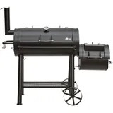 Holzkohlegrill Buffalo von EL Fuego® Grill Smoker BBQ Grillwagen Barbecue, mit Thermometer, Seperate Feuerkammer, mit regulierbarem Kamin, AY 568