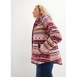 bonprix Kapuzen-Fleecejacke mit Norweger-Muster Weiß S