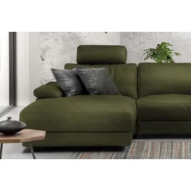KAWOLA Ecksofa XL motorischer Relaxfunktion LOLA Dunkelgrün Webstoff Relaxfunktion