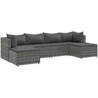 vidaXL 6-tlg Garten-Lounge-Set mit Kissen Grau Poly Rattan Modell 77