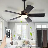 Deckenventilator Mit Beleuchtung,LED 32W Deckenventilator Mit Fernbedienung,Leise 6-Gang Umkehrbar Lampe Mit Ventilator Doppelseitige Flügeln Deckenventilator Mit Licht Für Schlafzimmer Wohnzimmer