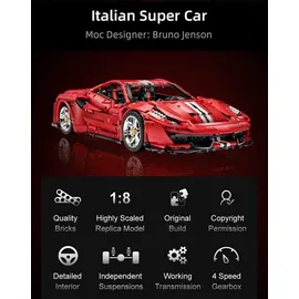 CaDA Bricks Auto Italien Super Car 1:8 CH RTR rot (C61042W)