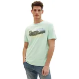 TOM TAILOR T-Shirt mit Motiv-Label-Print, mint, M,