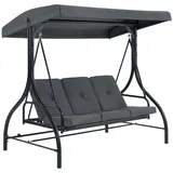 MCombo M MCombo 3-Sitzer Hollywoodschaukel mit Liegefunktion, Outdoor Schaukelbank Sonnendach, Dunkgelgrau,