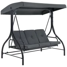 MCombo M MCombo 3-Sitzer Hollywoodschaukel mit Liegefunktion, Outdoor Schaukelbank Sonnendach, Dunkgelgrau,