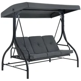 MCombo M MCombo 3-Sitzer Hollywoodschaukel mit Liegefunktion, Outdoor Schaukelbank Sonnendach, Dunkgelgrau,