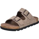 Rieker Pantolette RIEKER, Herren, Gr. 47, braun (hellbraun), Veloursleder, klassisch, Schuhe, Sommerschuh, Strandschuh, Hausschuh mit bequemem Fußbett