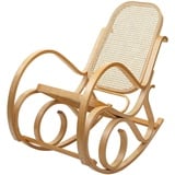 Mendler Schaukelstuhl M41, Schwingsessel Fernsehsessel, Massiv-Holz Rattan ~ Eiche-Optik