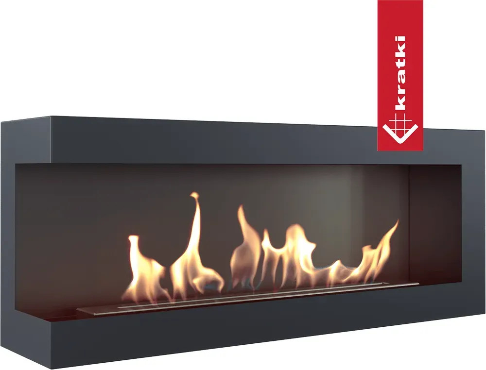 Wandkamin Bioethanol Eckkaminl DELTA links 120 cm TÜV