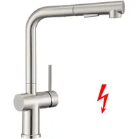 BONADE Niederdruck Armatur Küche Ausziehbar, Wasserhahn Küche Niederdruck mit Brause Zwei Wasserstrahlarten, Edelstahl Niederdruck Küchenarmatur, 360° Drehbar Mischbatterie Küche für Boiler, Gebürstet