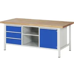 Werkbank Modell 8563, 1x3 Schubladen L, 1 Fach, 1 Tür, 2000 x 900 x 840mm