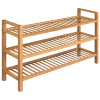 Furnicato Schuhregal mit 3 Etagen 100x27x60 cm Massivholz Eiche,