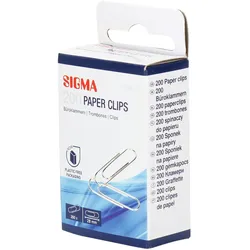 SIGMA Büroklammern, Metall, 28 mm, silber, 200 Stück