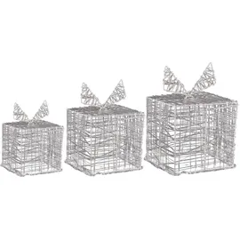 ECD Germany 3er Set LED Geschenkboxen 90 Mikro-LED - Weiß